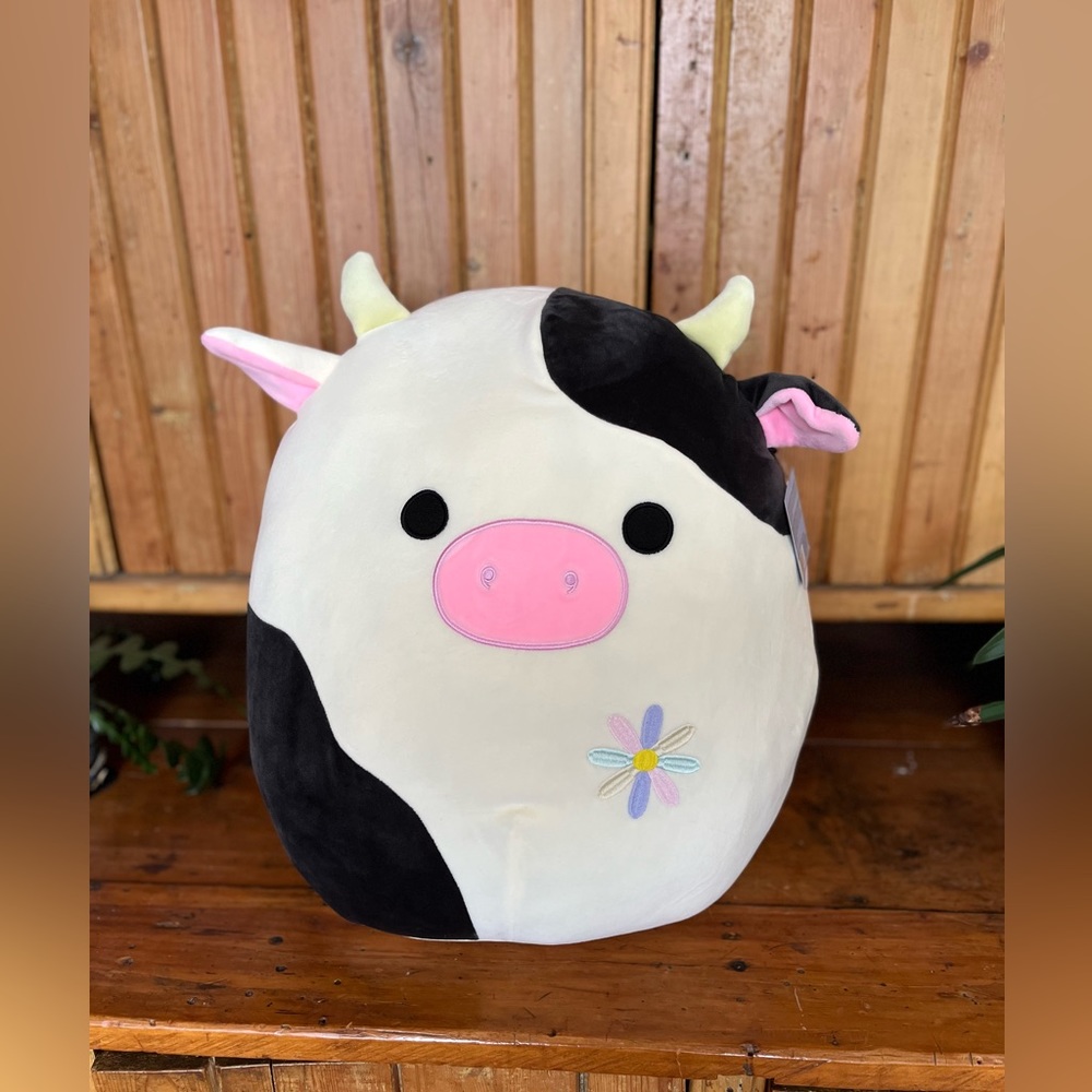 Squishmallows Black and White Cow Plush